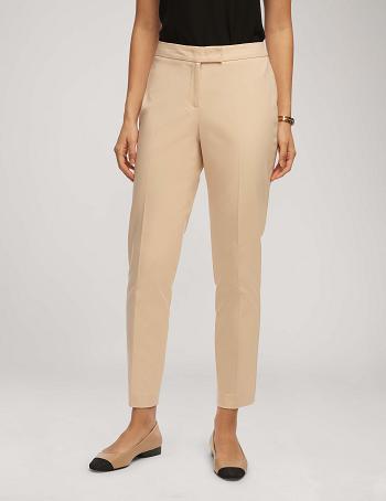 Beige Anne Klein Cotton Double Weave Bowie Pant Bottoms | FNZUI27962