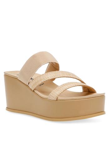 Beige Anne Klein Velma Flatform Sandal Wedges | YNZVQ81891