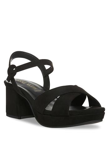 Black Anne Klein Peltz Dress Sandal Heels | LNZTR13935