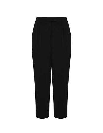 Black Anne Klein Plus Size Twill Ridge High Rise Pleated Pant-Clearance Bottoms | BNZSO72871