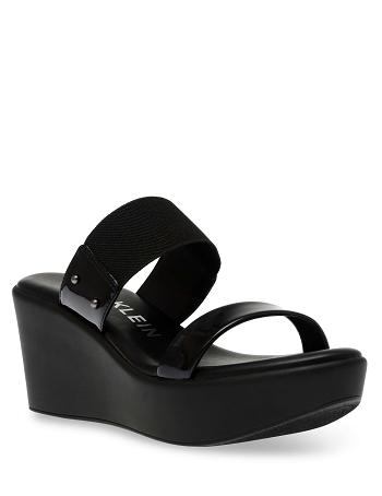 Black Anne Klein Pylos Platform Sandal Wedges | PNZER22998