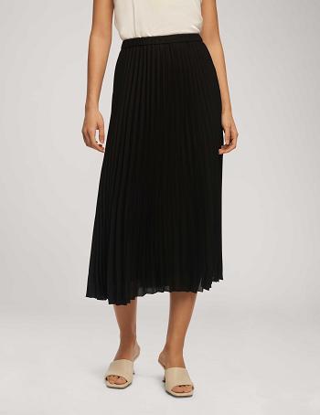 Black Anne Klein Solid Pull On Pleated Skirt Bottoms | NZIIZ41011