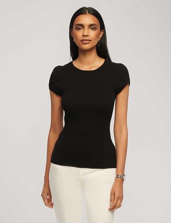 Black Anne Klein Tulip Sleeve Sweater Tops | ANZWC83465