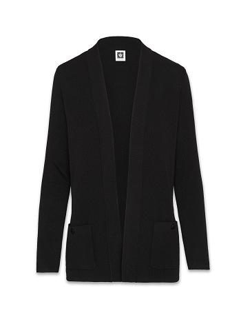 Black Anne Klein Two Pocket Malibu Cardigan Best Sellers | NZNZX13251