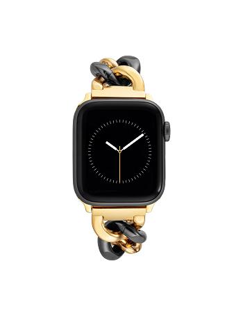 Black / Gold Anne Klein Chain Link Bracelet Band Apple Watch Accessories | PNZQX65233