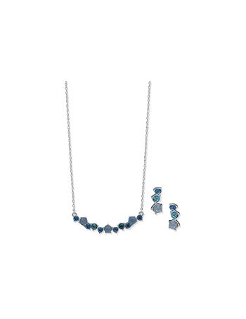 Blue Anne Klein Cluster Necklace and Earring Set in Pouch Earrings | ENZVG79830