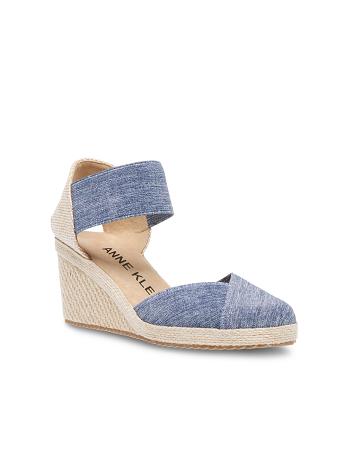 Blue Anne Klein Zoey Round Toe Espadrille Wedges Sandals | BNZSO14103