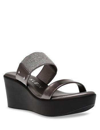 Blue Grey Anne Klein Pylos Platform Sandal Wedges | LNZTR52291