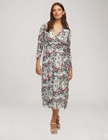 Blue / Multicolor Anne Klein Printed Mesh Midi Wrap Dress | SNZNY23441