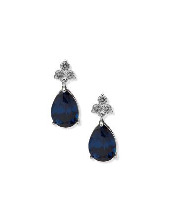 Blue / Silver Anne Klein Pear Stone Drop Post Sapphire Pierced Earrings | NZJZR84993