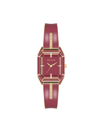 Burgundy / Gold Anne Klein Elegant Bangle Bracelet Watch Metals | UNZTG70094