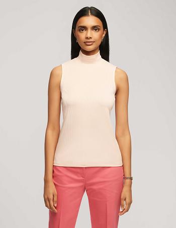 Coral Anne Klein Rib Knit Seamed Mock Neck Shell Tops | SNZVO41546