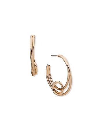 Gold Anne Klein C Hoop Pierced Earrings | ENZVG63481