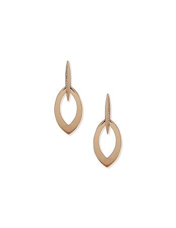 Gold Anne Klein Drop With Micro Pave Pierced Earrings | ANZWC40416