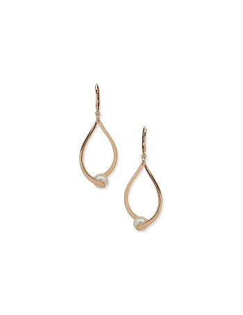 Gold Anne Klein Drop With Pegged Pearl Pierced Earrings | ANZWC76436