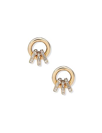 Gold Anne Klein Drop with Mini Pave Hoops Pierced Earrings | BNZSD58442