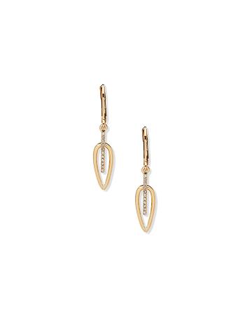 Gold Anne Klein Drop with Pave Earrings | MNZHR91406