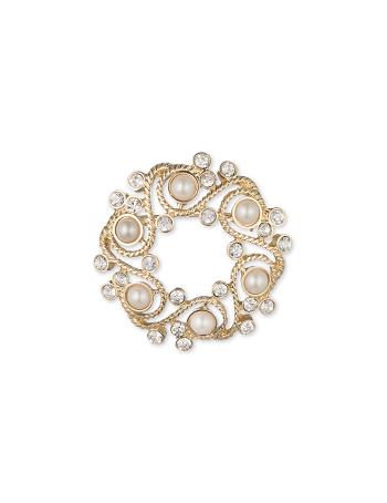 Gold Anne Klein Faux Pearl Wreath Brooch Brooches | DNZVO25605