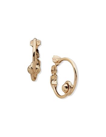 Gold Anne Klein Gold-Tone 36mm Hoop Clip Earrings | MNZFT66338