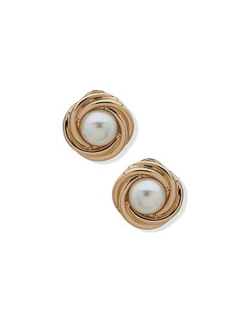 Gold Anne Klein Knot Button Clip On Earrings | NZCIF71966