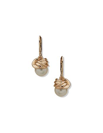 Gold Anne Klein Levback Pearl Drop Earrings | ENZVG57989