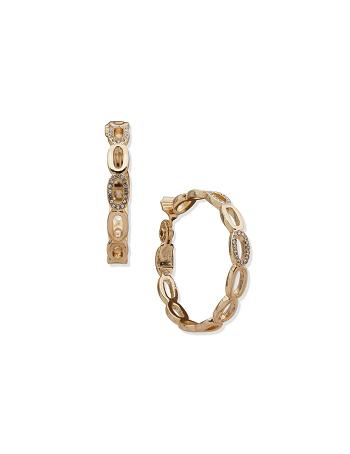 Gold Anne Klein Link Hoop 43mm Hoop Clip Earrings | NZEAH22014