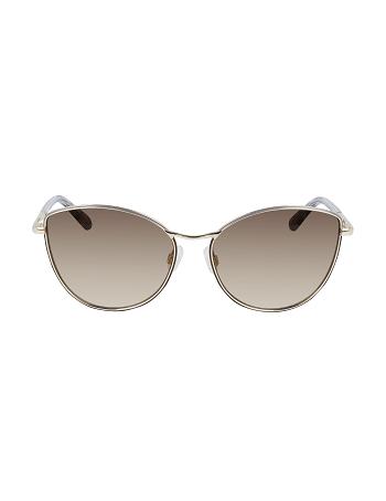 Gold Anne Klein Metal Cat-eye Sunglasses Oversized | SNZNY81946