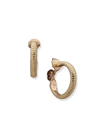 Gold Anne Klein Omega Clip Hoop Clip Earrings | BNZSO22688