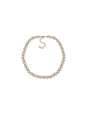 Gold Anne Klein Open Faux Pearl Station Collar Necklace | DNZVO54410