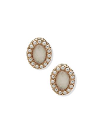 Gold Anne Klein Oval Button Clip Earrings | ZNZMJ72218