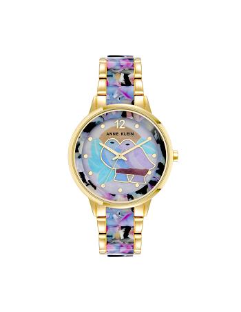 Gold Anne Klein Patterned Mother of Pearl Dial Watch Metals | PNZQX66471