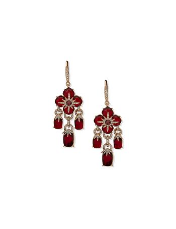 Gold Anne Klein Poinseta Chandelier Pierced Earrings | ZNZMJ57856