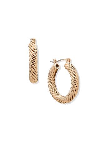 Gold Anne Klein Spiral Hoop Pierced Earrings | NZEAH37448