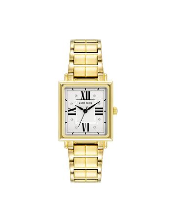 Gold Anne Klein Square Crystal Accented Dial Watch Metals | QNZUV35631