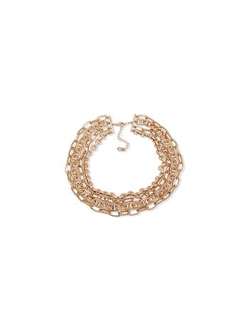 Gold Anne Klein Statement Multirow Chain Necklace | NZNEJ42816