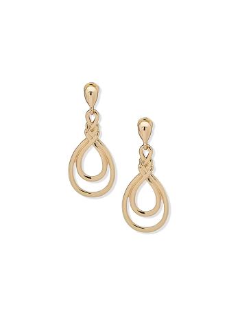 Gold Anne Klein Tear Drop Clip Earrings | NZQCS72237