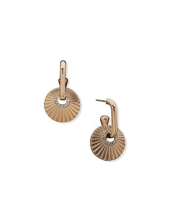 Gold Anne Klein Texture Orbital Drop Earrings | NZICD70136