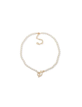 Gold Anne Klein Twisted 16" Faux Pearl Collar Necklace | NZCIF95968