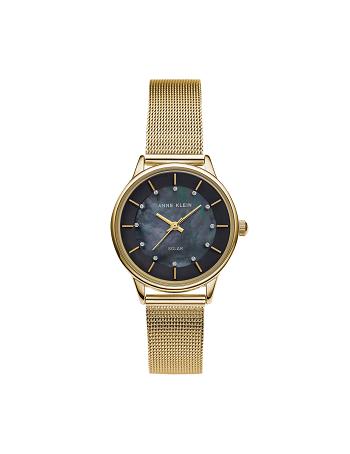 Gold / Black Anne Klein Considered Solar Powered Mesh Watch Metals | FNZUI24867