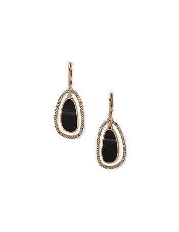 Gold / Black Anne Klein Orbital Jet Pierced Earrings | NZZDE65901