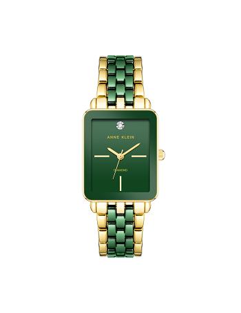 Gold / Green Anne Klein Diamond Dial Watch Ceramics | NZJVR94188