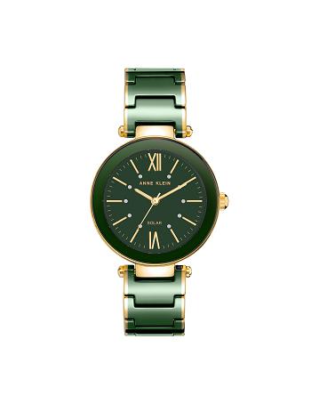 Gold / Green Anne Klein Solar Powered Ceramic Watch Considered | ENZVG57873