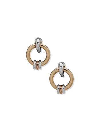 Gold / Silver Anne Klein Circle Link Button Clip Earrings | GNZUC73453