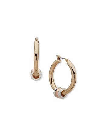 Gold / Silver Anne Klein Mixed Metal Hoop Pierced Earrings | NZDYB28691