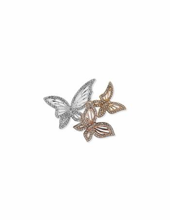 Gold / Silver Anne Klein Trio Crystal Butterfly Brooch Brooches | ANZWC59200