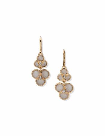 Gold / White / Flower Anne Klein White Flower Drop Earrings | NZNEJ57075