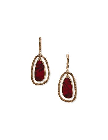 Gold / red Anne Klein Orbital Siam Pierced Earrings | NZZPD82861