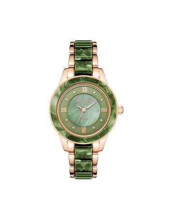 Green / Rose / Gold Anne Klein Considered Solar Powered Resin Watch Metals | PNZER84767