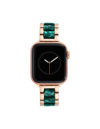 Green / Rose / Gold Anne Klein Marbleized Resin Bracelet Band Apple Watch Accessories | MNZHR37026