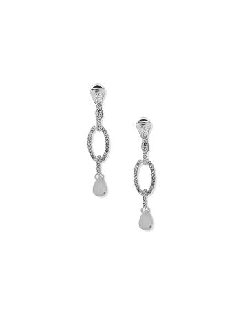 Grey / Silver Anne Klein Double Drop Pear Stone Clip Earrings | BNZSO57151